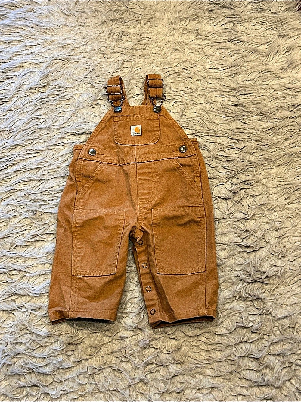 Carhartt Infant Boys Light Brown Canvas Cotton Bib Overalls Size 6 Months
